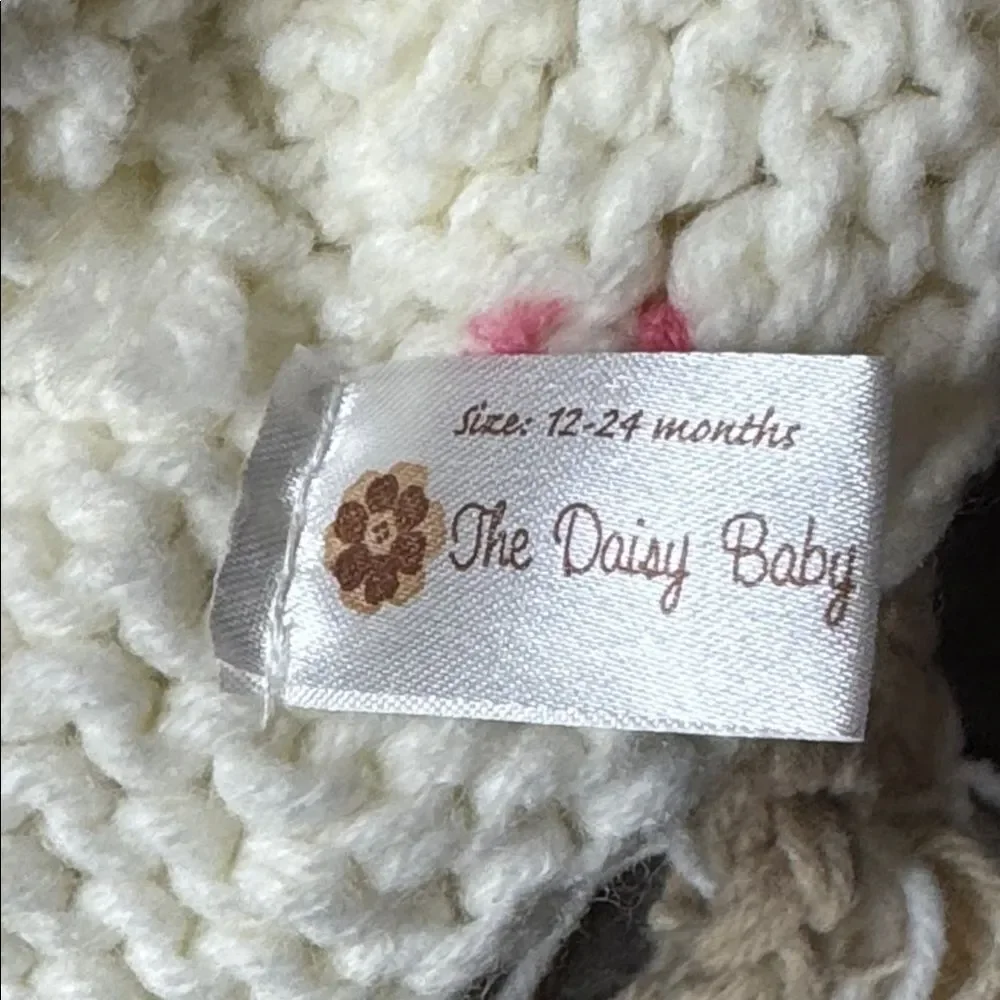 Daisy Baby Toddler Crocheted Cupcake Hat Beanie with Ear Flaps 12-24 Months NWT